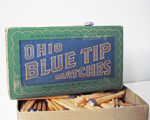 Match box vintage mid century - Ohio Blue Tip collectible box of matches