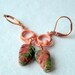 Unakite Leaf Earrings, carved leaves, vintage peach enamel drops, nature-inspired jewelry, Autumn Fashion - gift under 25