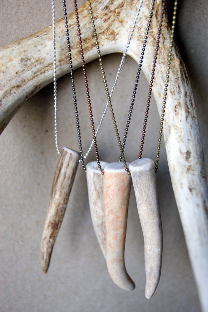 Antler Necklace, antler tip, ball chain, unisex fashion, nature-inspired jewelry, woodland fashion, hunter