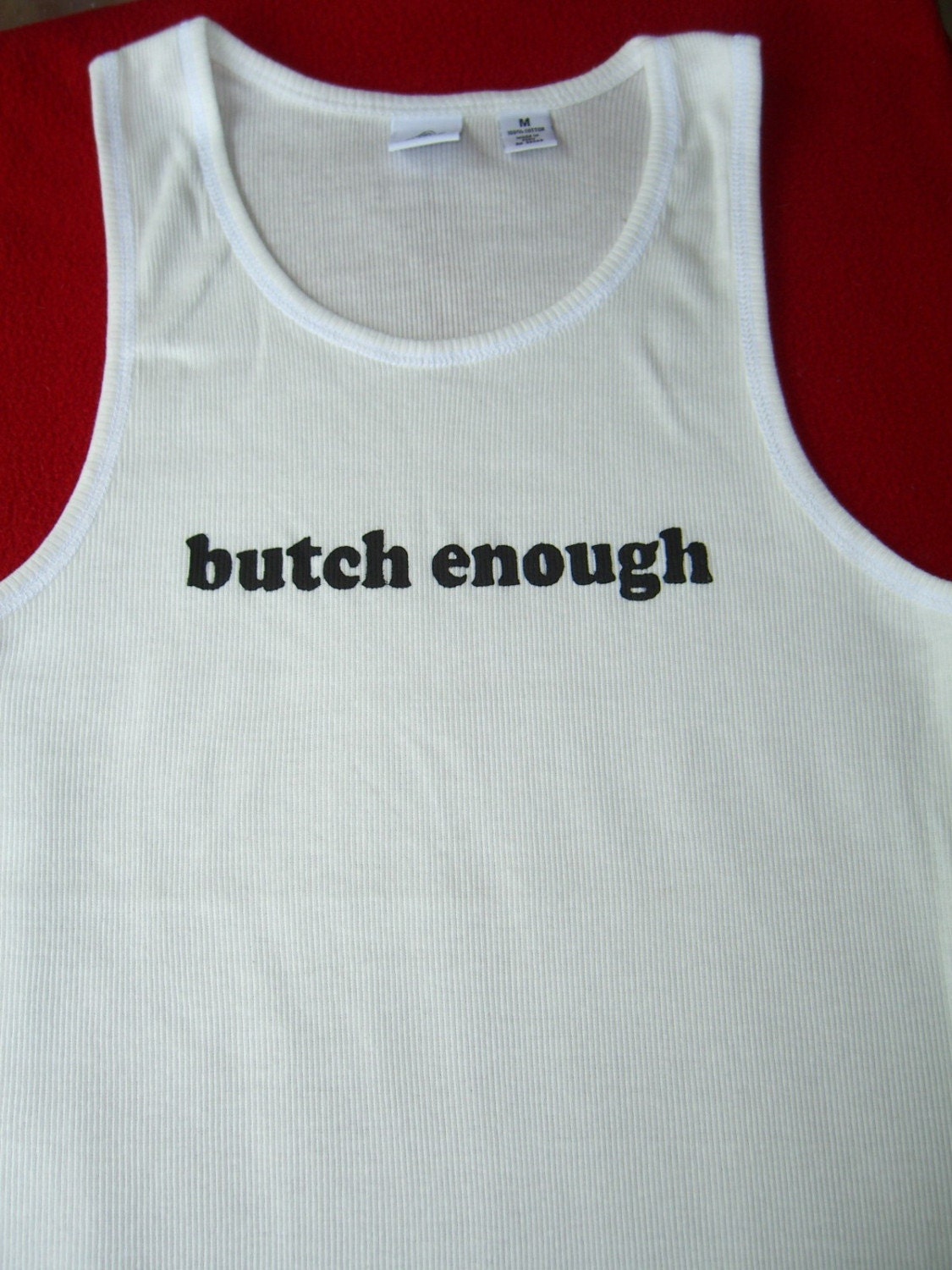butch enough gender queer lesbian ribbed tank top size M  