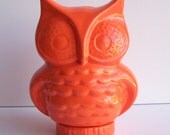 Ceramic Owl Bank Vintage Design Orange
