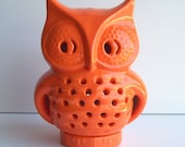 Ceramic Owl Lantern Vintage Design Orange