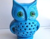 Ceramic Owl TV Lamp Vintage Design In Turquoise