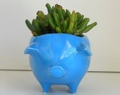 Ceramic Pig Planter Vintage Design in Turquoise