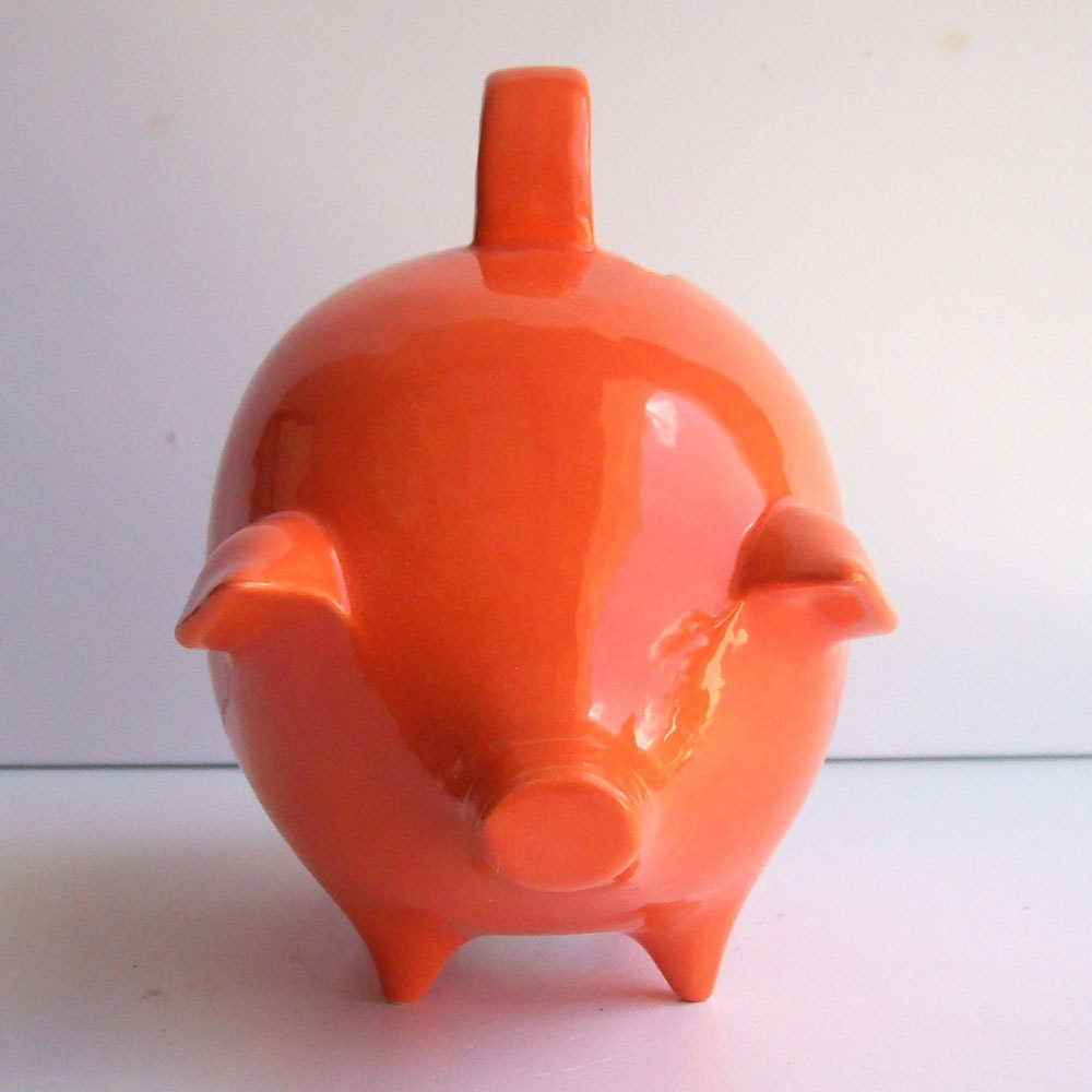Mexican Piggy Bank Vintage Design in Orange