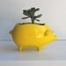 Ceramic Pig Planter Vintage Design in Lemon Yellow
