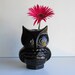 Ceramic Owl Vase Vintage Design Black