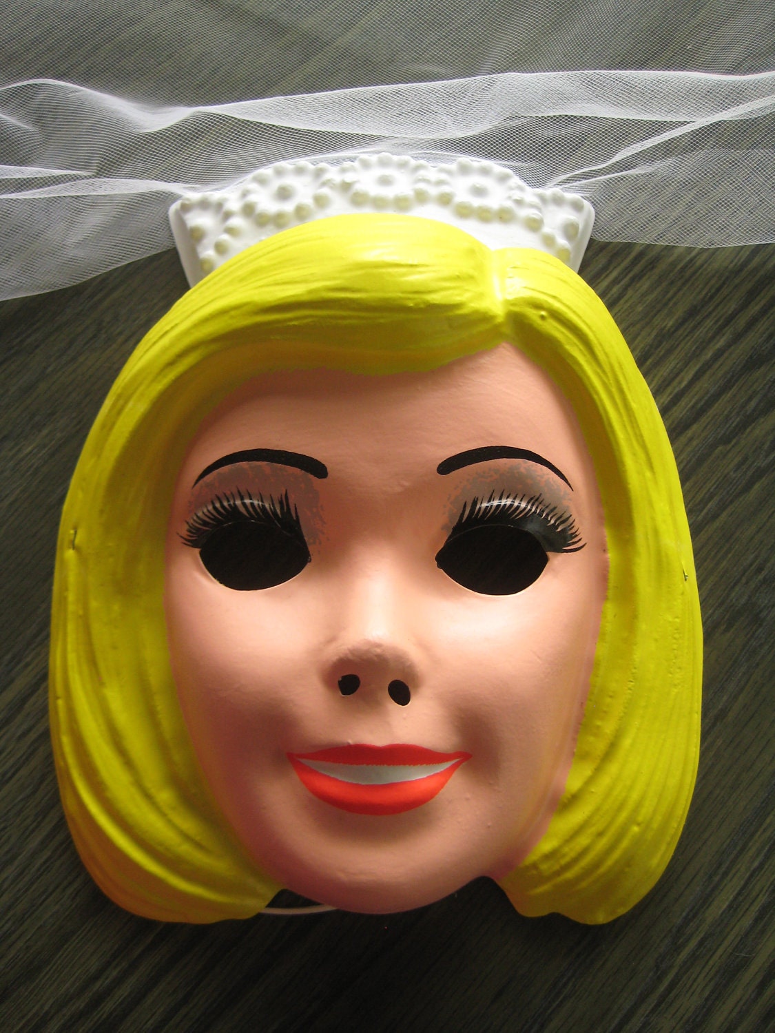 Barbie Bride Costume and Mask, ben cooper, dress and veil, vintage 1982 vinyl