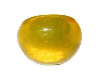 Lampwork dome art glass ring - Design YELLOW BLOB - Size US 7 3/4