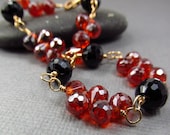 Gold Red & Black Bracelet - Long Crystal Cubic Zirconia Plus Size Bracelet