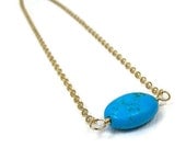 Genuine Turquoise Anklet 14K Gold Fill Anklet Blue Gemstone Ankle Bracelet Ample Goddess Jewelry
