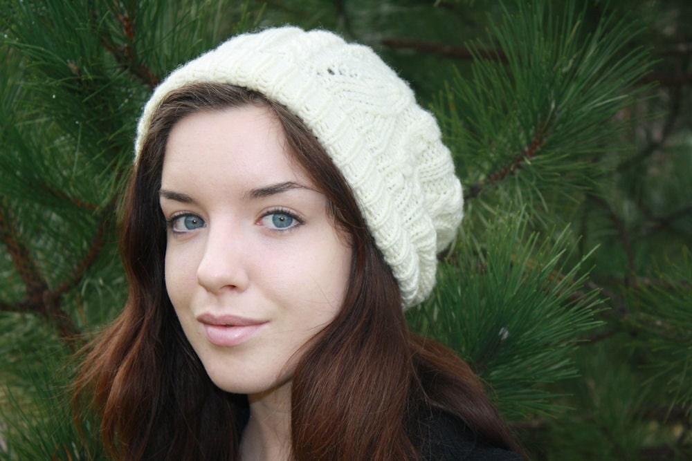 PDF Knitting Pattern - White Caps Slouchie Tam