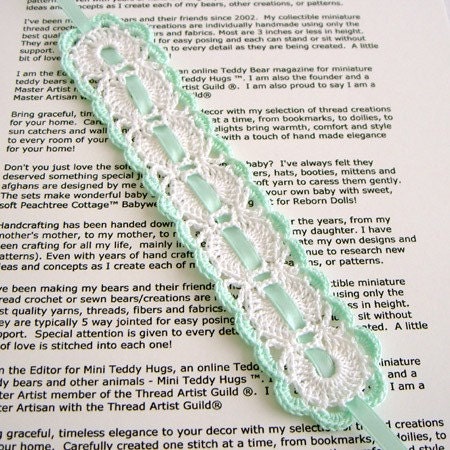 Mint Crocheted Bookmark - FREE SHIPPING