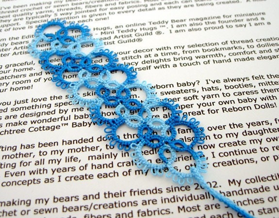 Turquoise Twist Tatted Bookmark - FREE SHIPPING