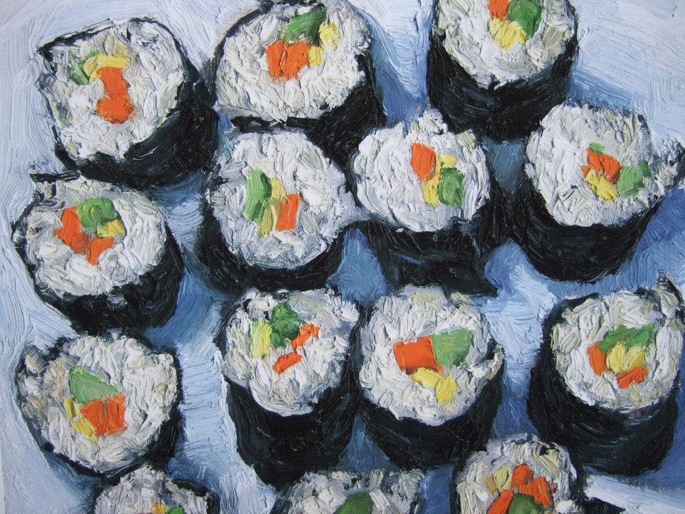 SUSHI -Print- hi quality archival print of original sushi oil painting, food art