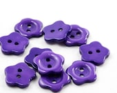 20 Purple Acrylic Flower Buttons 14mm 2 holes - 20 pcs