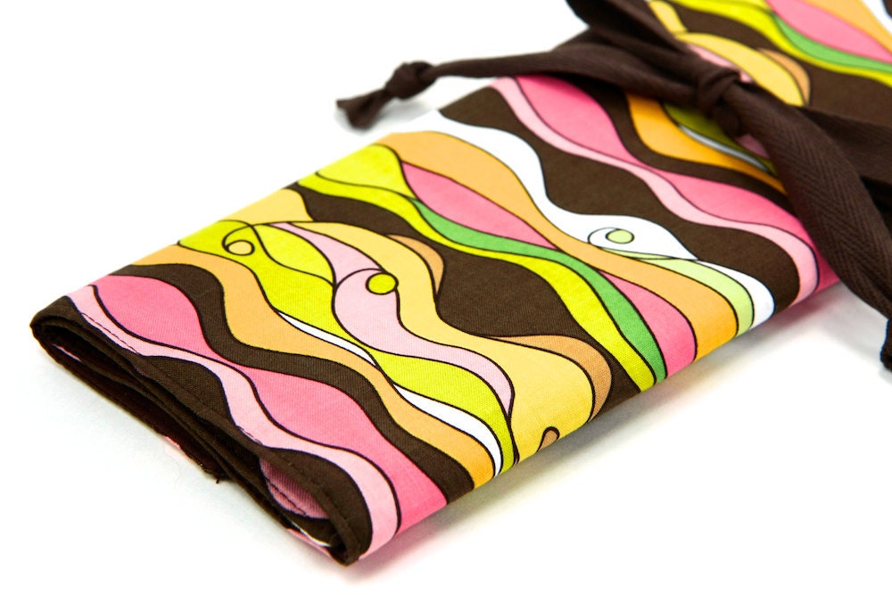 Knitting Needle Case Organizer Large Organizer - Lola - 30 brown pockets for circular, straight, dpn, or paint brushes