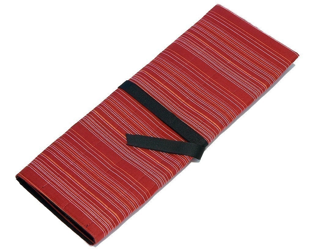 Knitting Needle Case or Art Tool Organizer - BOMBAY - 30 pockets for any sizes, circular, straight, dpn, or colored pencils, paint brush collection