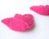 pink tulip barrettes - hand sewn felt hair clips