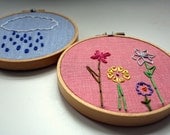 Hand Embroidery Hoops - April Showers Bring May Flowers (Set of 2)