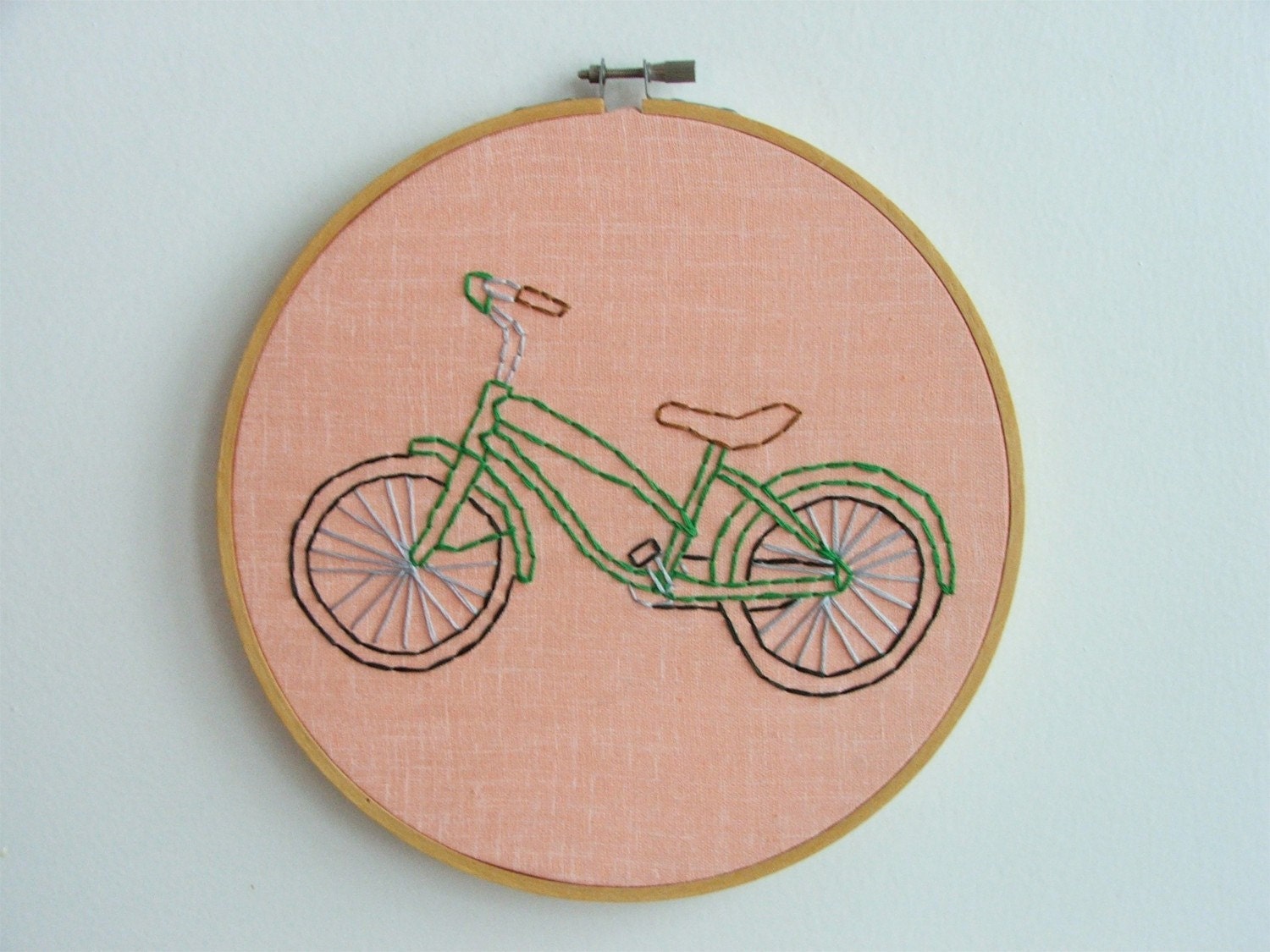 Hand Embroidery Hoop - Be Green Bicycle