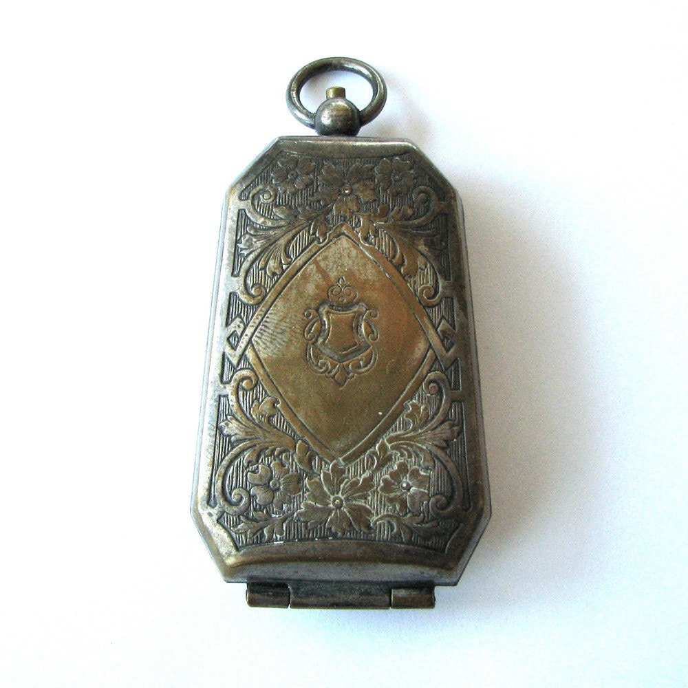 RESERVED Ornate Victorian German Silver Sovereign Holder for Chatelaine - Floral and Leaf Motif - Coin Purse Pendant - CIRCA 1880