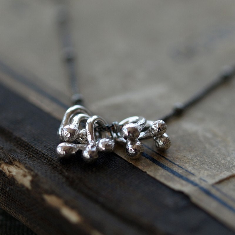 Sterling Silver Bramble Necklace Dotted Oxidized Chain Metalwork Silversmith Organic Handmade Jewelry - ShopClementine