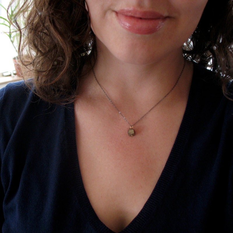 Foolish Heart Necklace Pyrite Nugget Fool's Gold Oxidized Sterling Silver Mixed Metal Handmade Jewelry