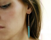 Turquoise Howlite Spear Earrings Boho Long Dangle Gold Southwestern Jewelry