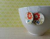 Asian floral tin earrings