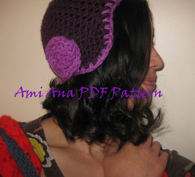 PDF PATTERN ONLY Funky Funky Rose Earflap Crochet Hat