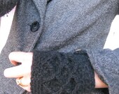 Black Latticed Fingerless Mitts - NZ Merino and Possum WOOL Blend - Custom Order