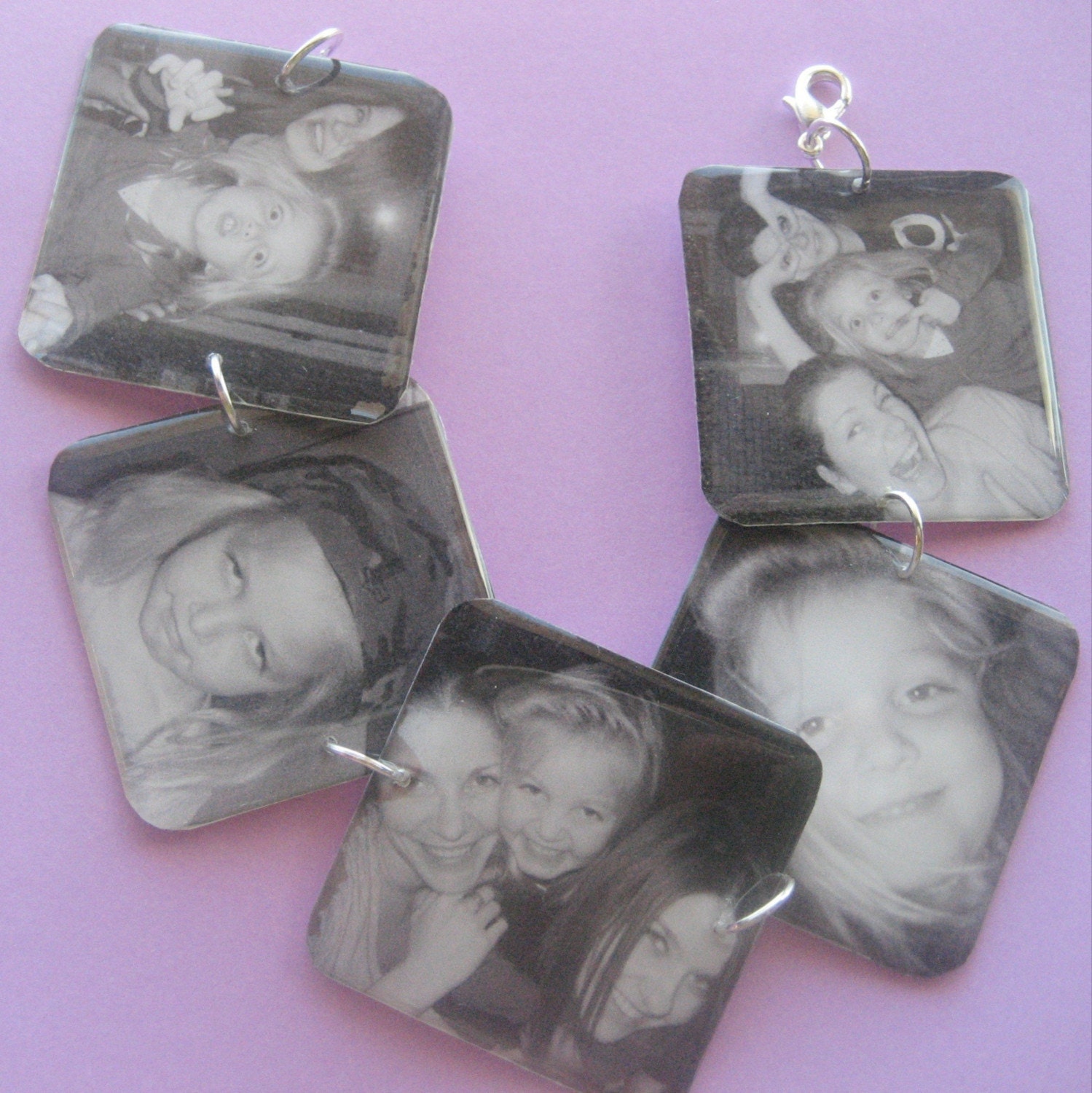 Custom keepsake memory lightweight resin square charm bracelet 8 inch personalized with your photos or images