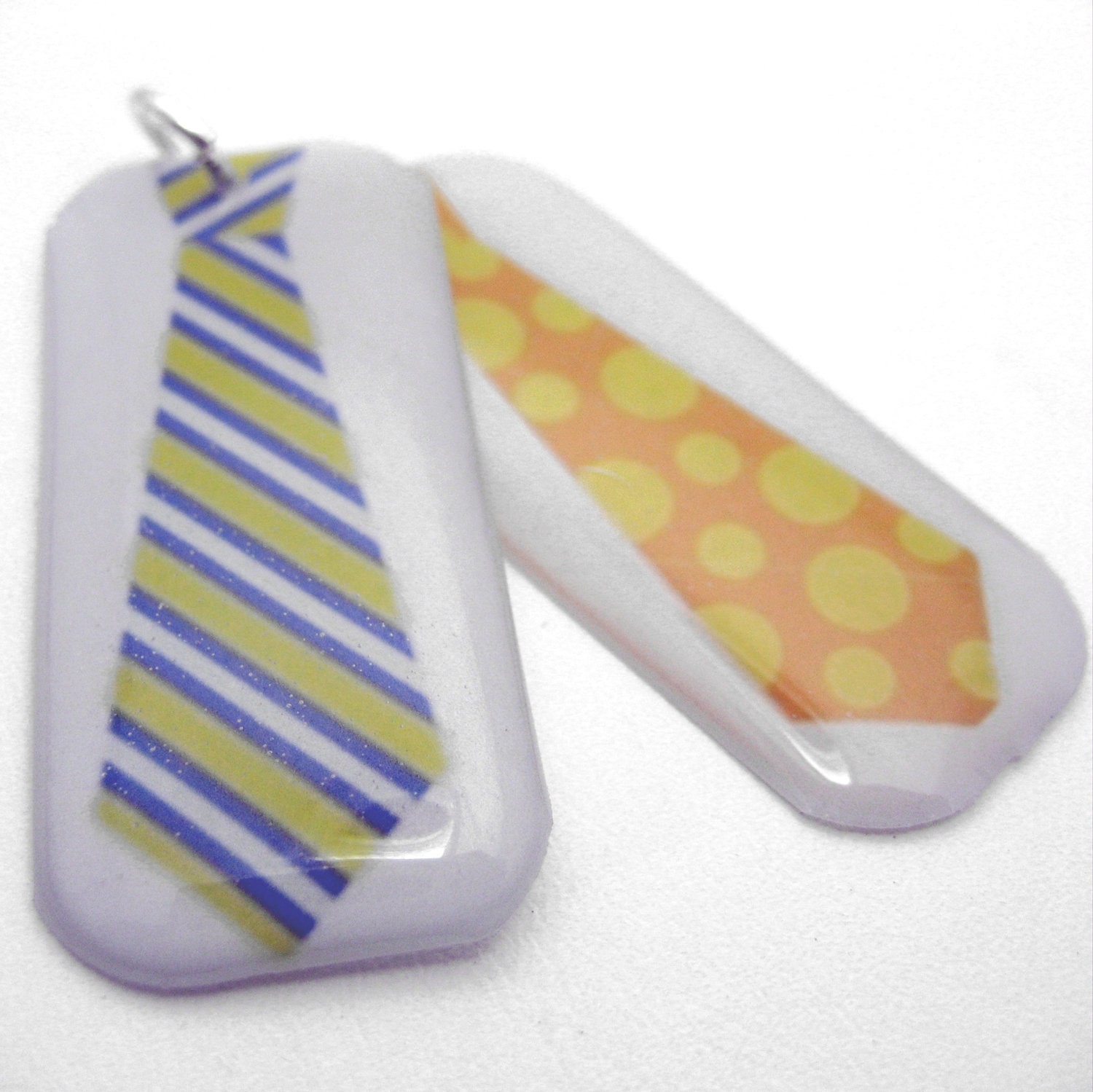 Serious Business blue and yellow stripe tie art pendant - many colors available