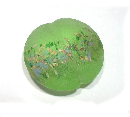 Soft Grass Green Flower Garden Jumbo Lentil Lampwork Bead