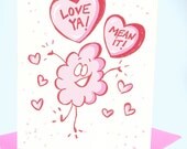 Love Valentine's Day hand screen printed cute silly greeting card