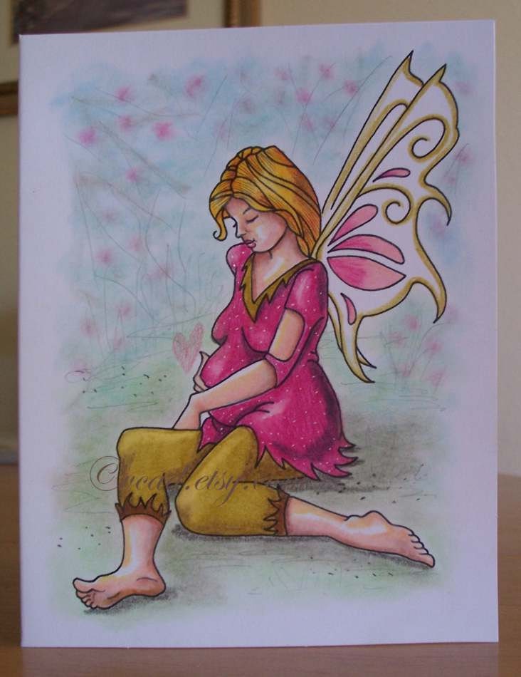 Fairy Expectant Pregnant Mom To Be Original Art Hand Drawn By Vcad