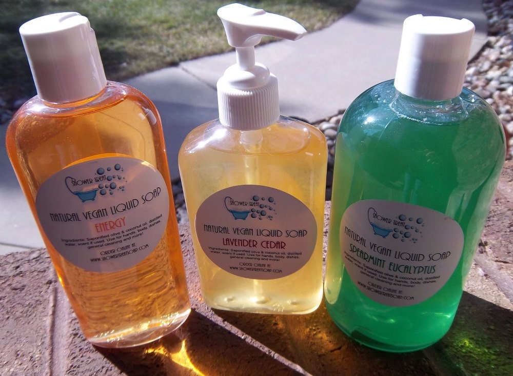 Natural Liquid Soap- Vegan- Made from Scratch - 8 ounces - You choose scent