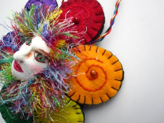 The Circle Game - OOAK Mountain Dolls Ornament, Patchwork Girl Decoration
