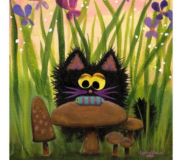CATERPILLAR AND BLACK CAT Matted Print