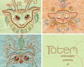 Set of 3 animal totem Embroidery PDF Patterns