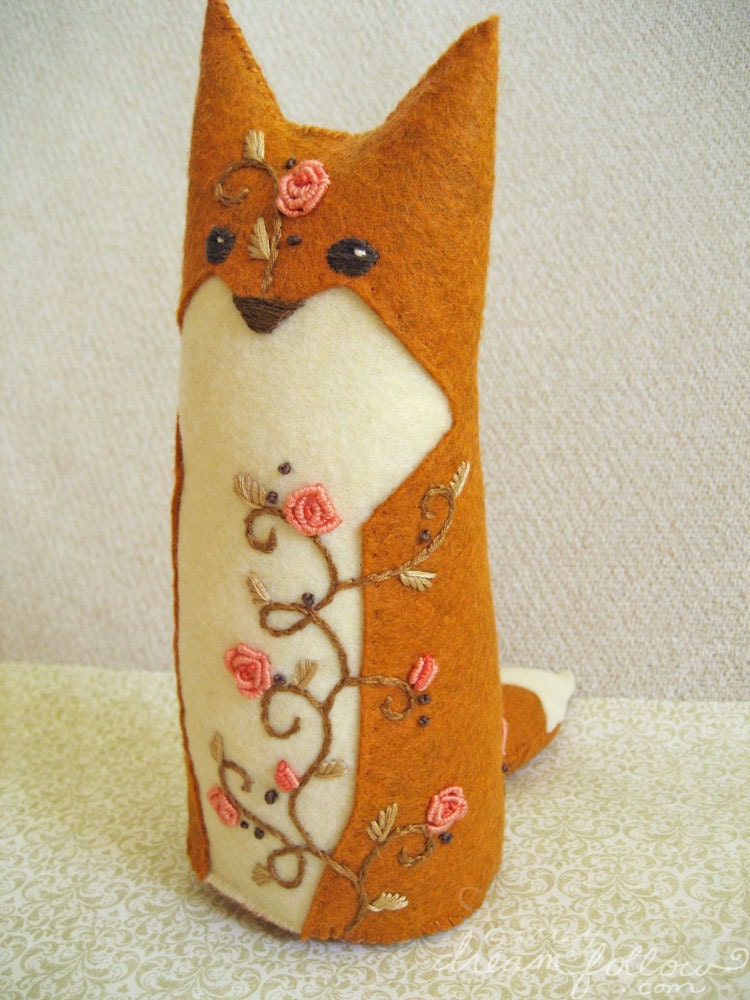 Briar Rose One of a Kind embroidered Fox Plush