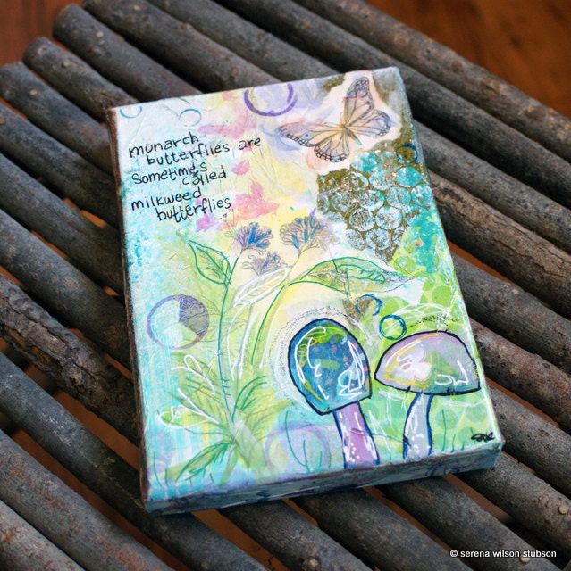 discovering insects no.01 - 5x7 original acrylic painting on canvas