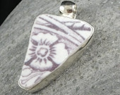 Genuine Beachcombed Pottery Shard Pendant Bezel Set in Sterling Silver