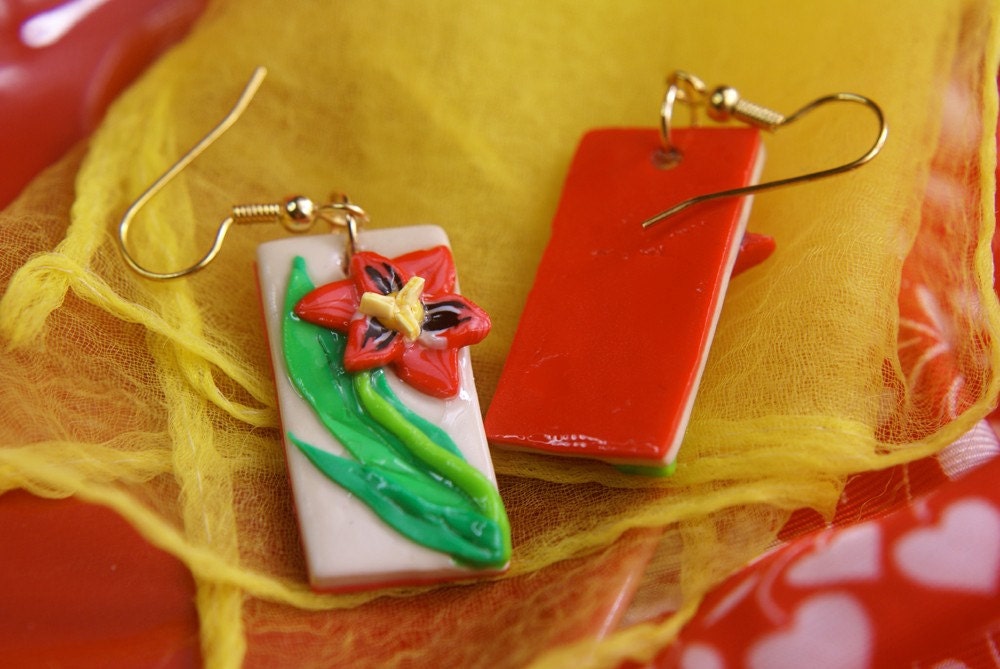 Red Bloom Earrings