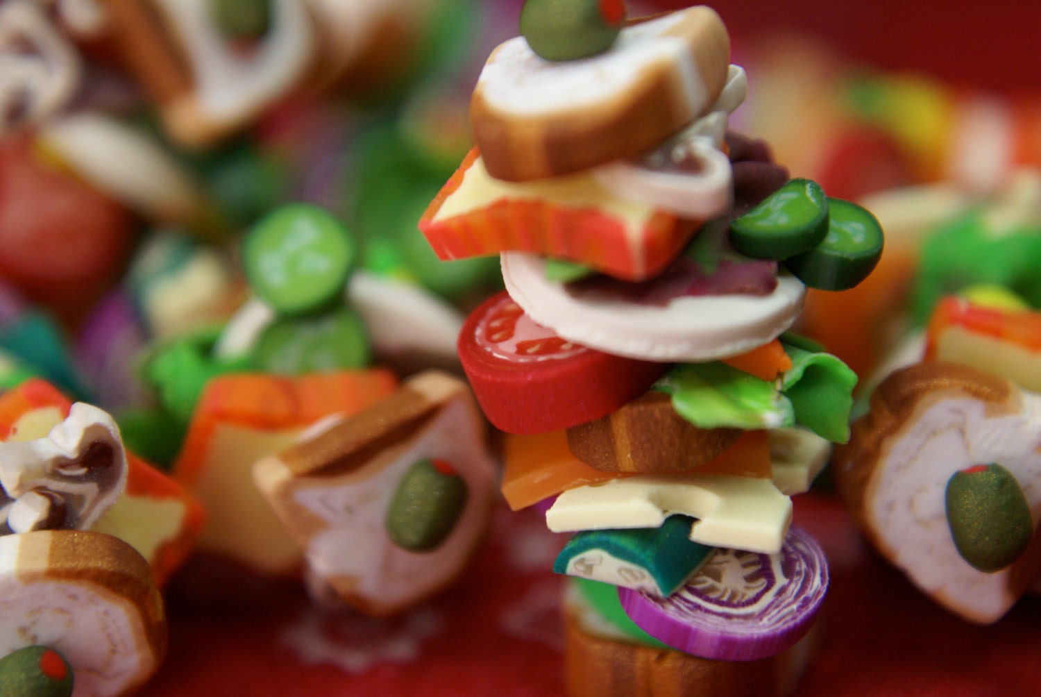 Miniature Vegetarian Dagwood Sandwich