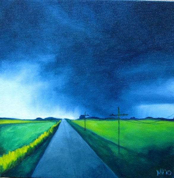 SALE Stormy Highway Original Oil Painting