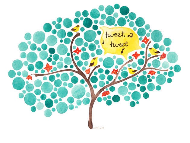Tree Art Tweet Inspirational Watercolor Painting Print