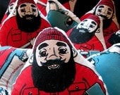 Plush Bunyan - Screenprinted Pillow, Paul Bunyan and Babe the Blue Ox