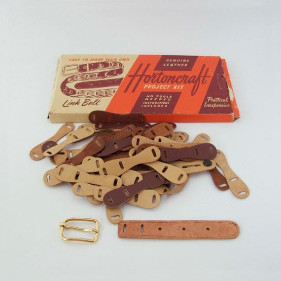 Vintage Link Belt Kit in Natural Leather Original by thornblossom